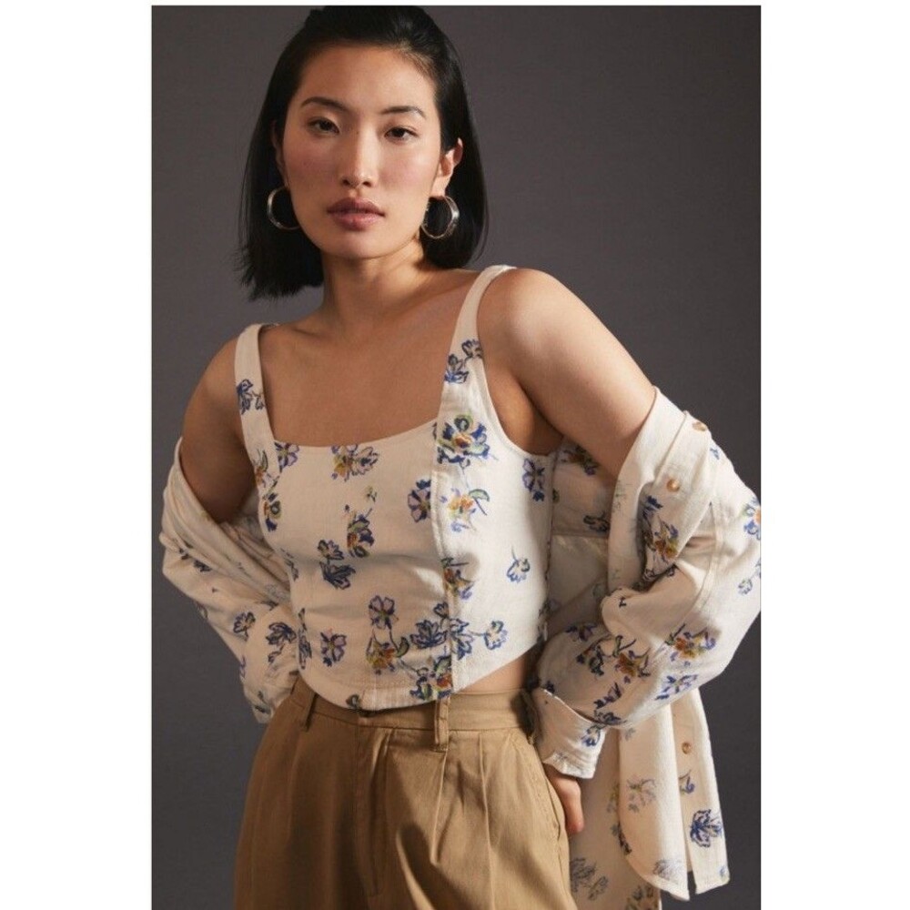 Anthropologie Pilcro Kailey Floral Corset Top Sz XL